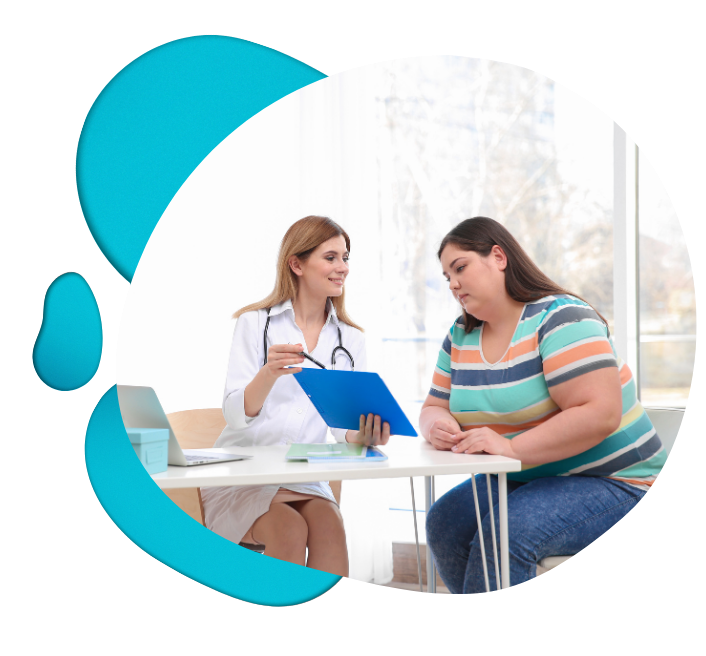 Obesity & Weight Management Page woman speaking with obese woman about her health