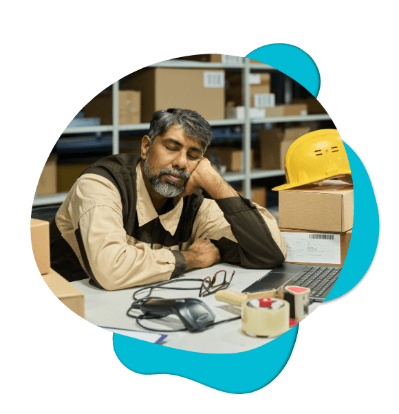 man sleeping at work